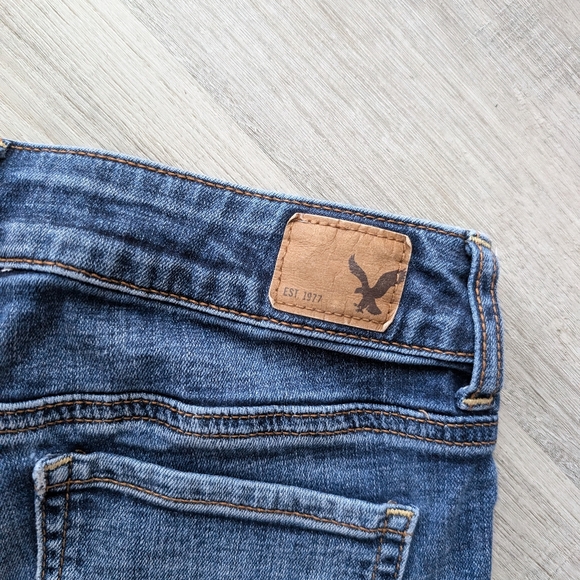 American Eagle Outfitters Blue Denim Super Stretch Shorts Hot Pants US Size 0 - Picture 4 of 10